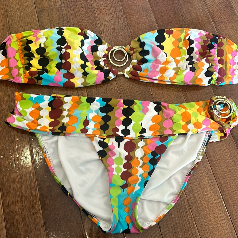 Trina Turk Two Piece Bikini Bathing Suit Top Size 12 & Bottom Size 10
